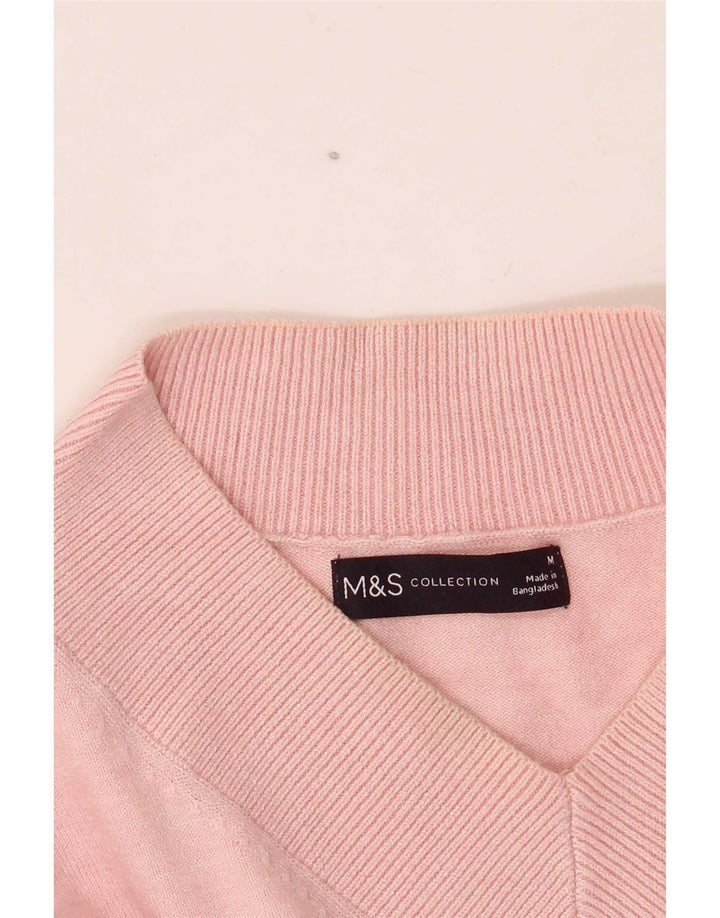Marks & Spencer Damski sweter oversize z dekoltem w kształcie litery V, UK 14, średni róż