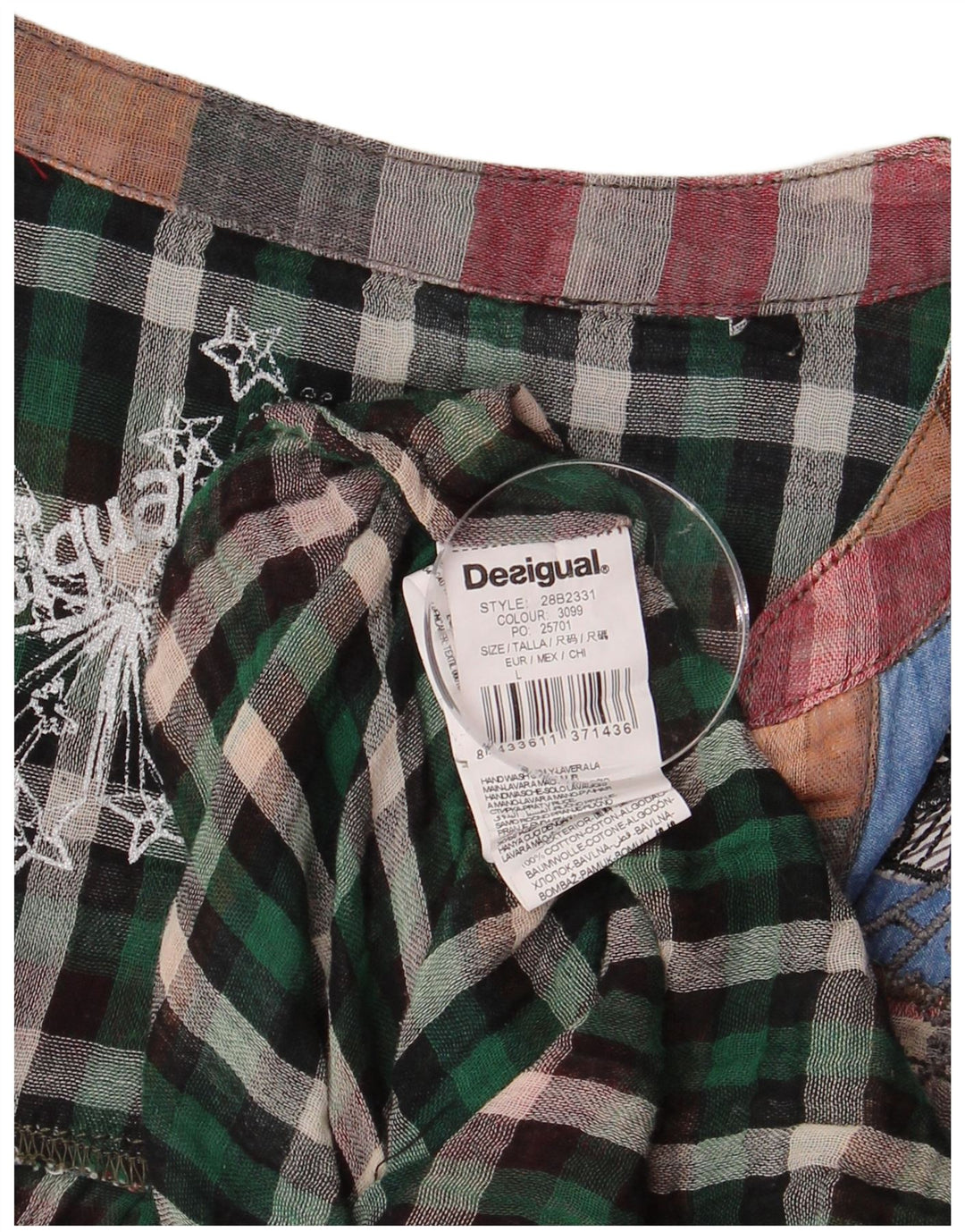 Damska bluzka z grafiką DESIGUAL Top UK 16 w dużą wielobarwną kratkę