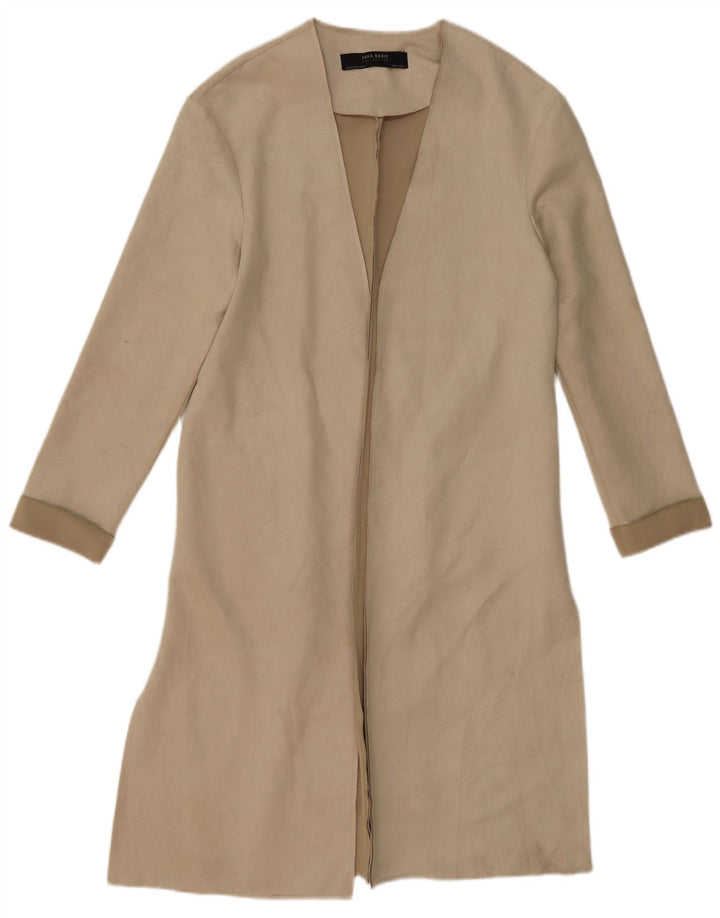 Zara damski otwarty płaszcz oversize UK 6 XS beżowy poliester