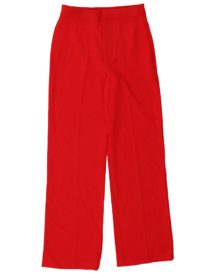 Damskie proste spodnie garniturowe Zara, średnie W28 L32, czerwone, poliestrowe