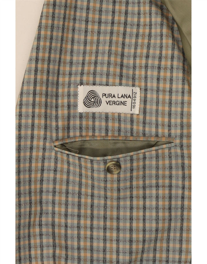 VINTAGE Mens 2 Button Blazer Jacket UK 38 Medium Grey Check Wool Vintage Vintage and Second-Hand Vintage from Messina Hembry 