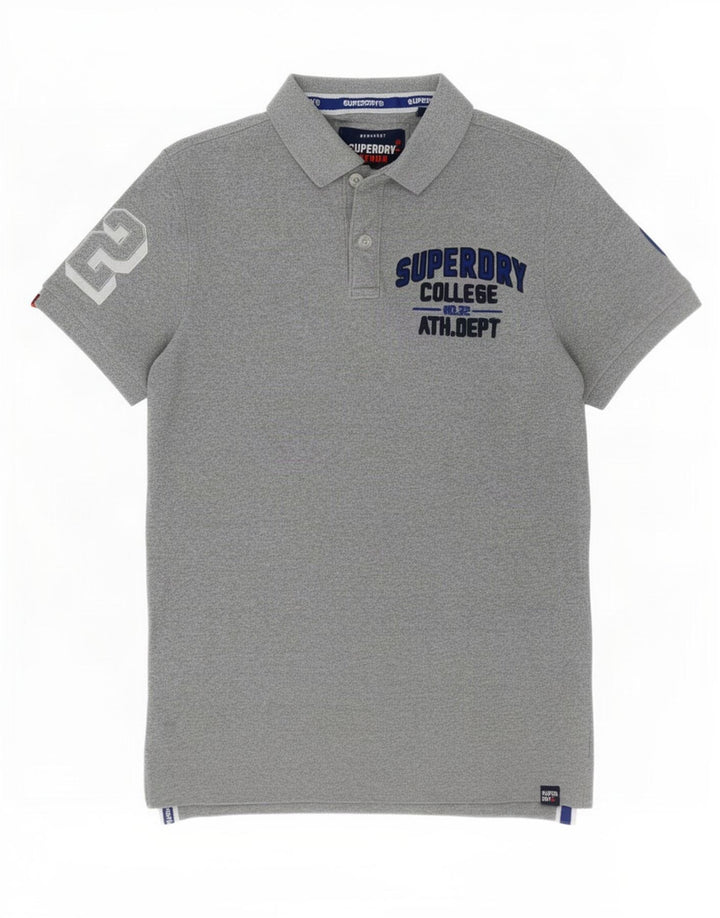 Męska koszulka polo Superdry z grafiką, średnioszara, bawełniana