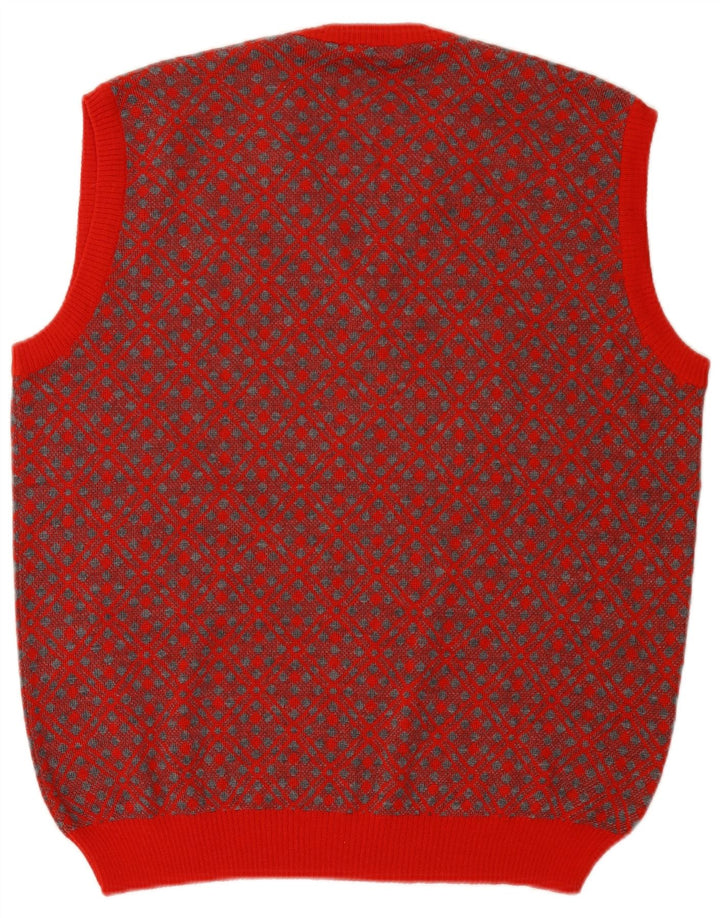 Podkoszulek męski w stylu vintage, duży, czerwony, geometryczny, wełniany