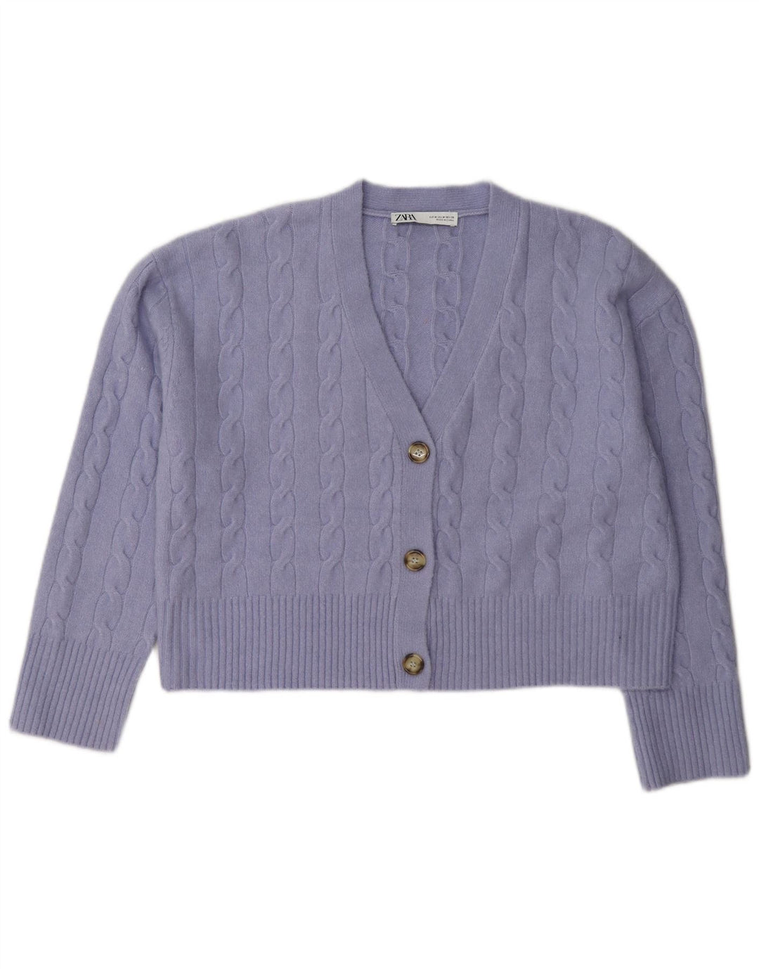 Sweter damski Zara Crop Cardigan UK 14, średni fioletowy poliester