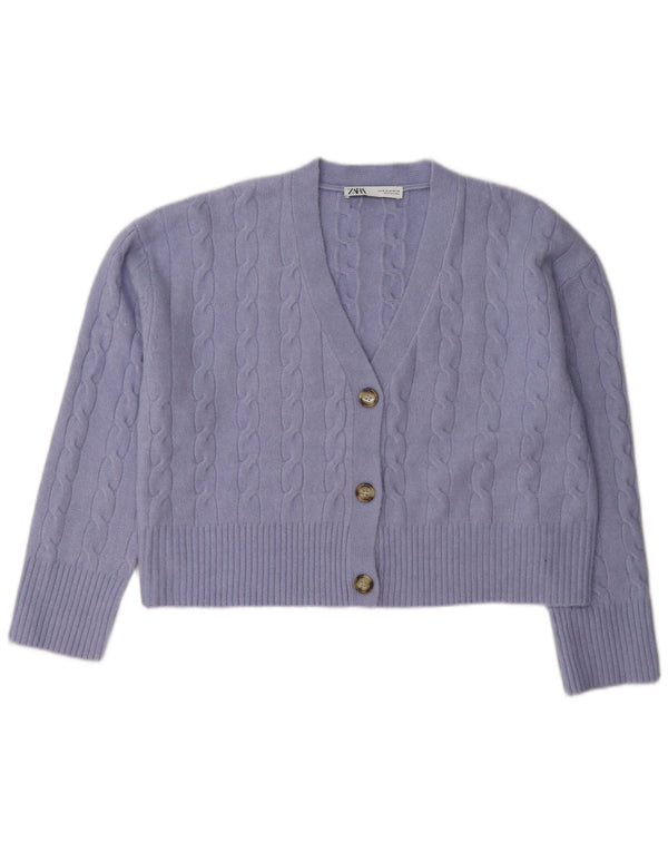 Sweter damski Zara Crop Cardigan UK 14, średni fioletowy poliester