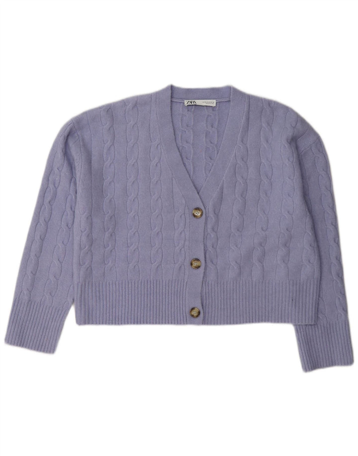 Sweter damski Zara Crop Cardigan UK 14, średni fioletowy poliester