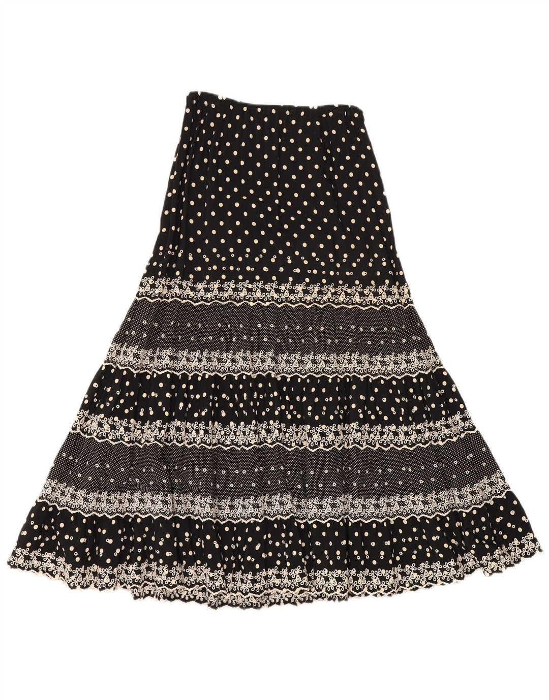 Vintage damska spódnica cygańska W28 średnia czarna w cętki