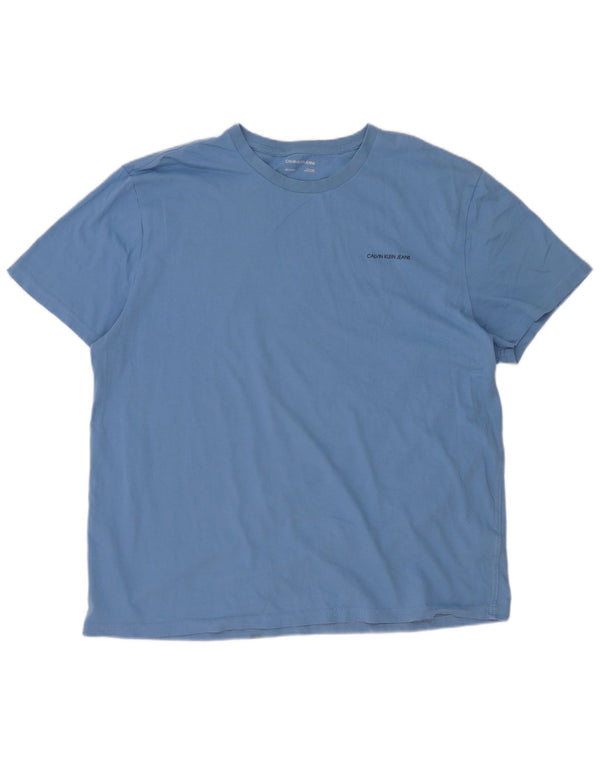 T-shirt męski Calvin Klein Jeans Top 2XL, niebieski, bawełniany