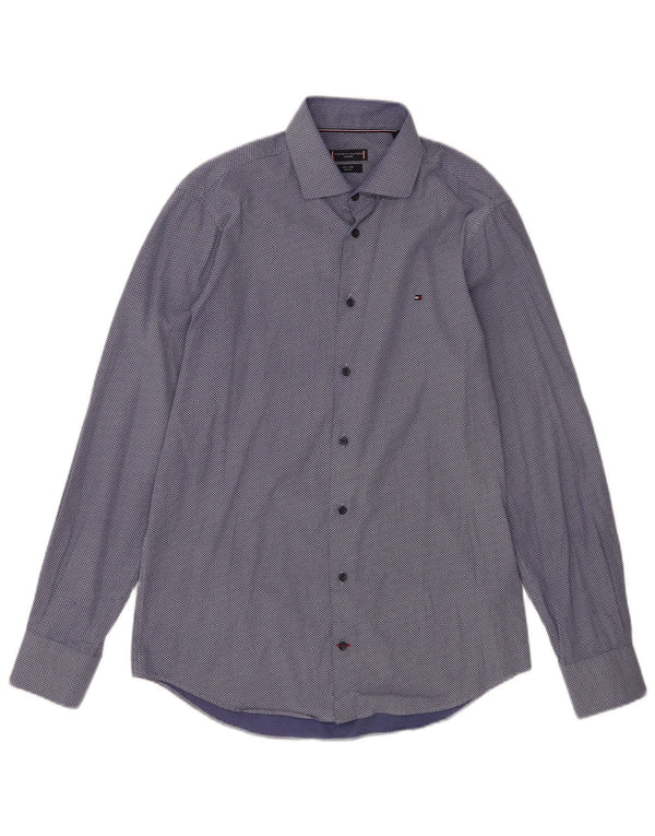 Tommy Hilfiger Mens Slim Fit Shirt Size 40 15 3/4 Medium Blue Spotted