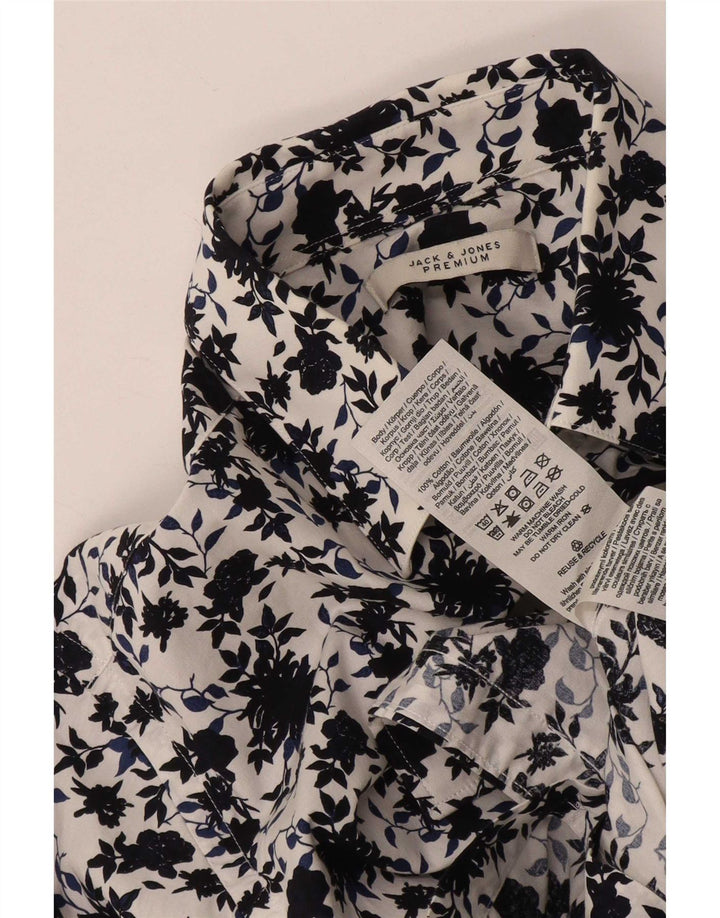 Koszula męska Jack & Jones, średnia, biała, bawełniana w kwiaty