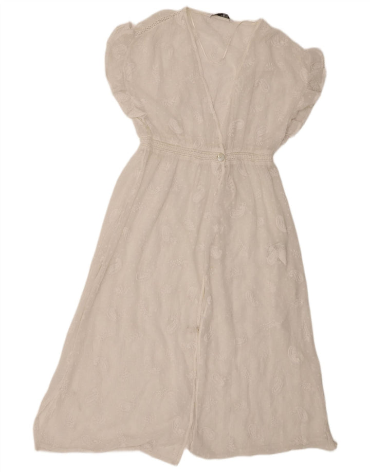 Damska prześwitująca sukienka maxi Zara UK 8 Small White Paisley Poliester