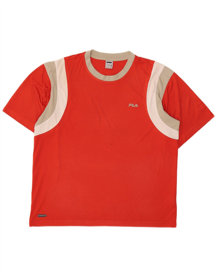 T-shirt męski Fila Top IT 52/54, duży, czerwony, poliestrowy blok kolorów