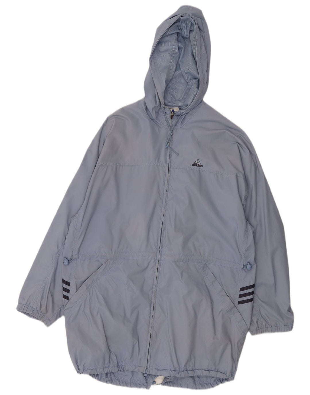 Damski płaszcz przeciwdeszczowy ADIDAS Oversize UK 12, średni niebieski poliamid