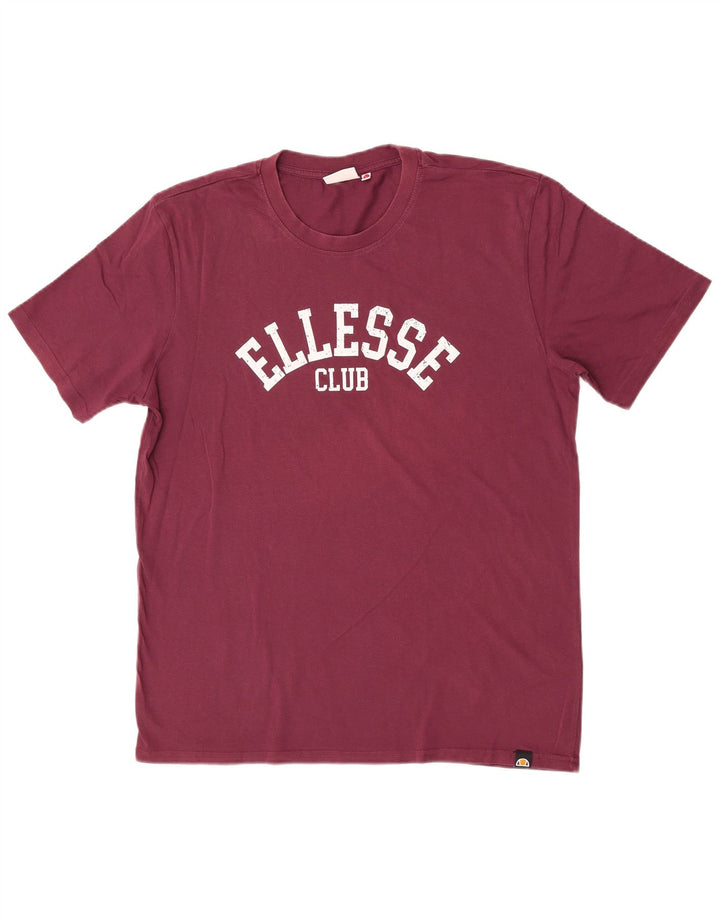 Męski T-shirt z grafiką Ellesse, duży, bordowy, bawełniany
