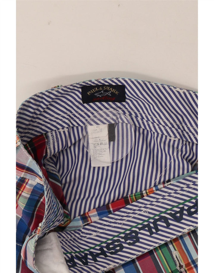 Męskie spodenki chino Paul & Shark IT 48 Medium W32, wielokolorowa bawełniana krata