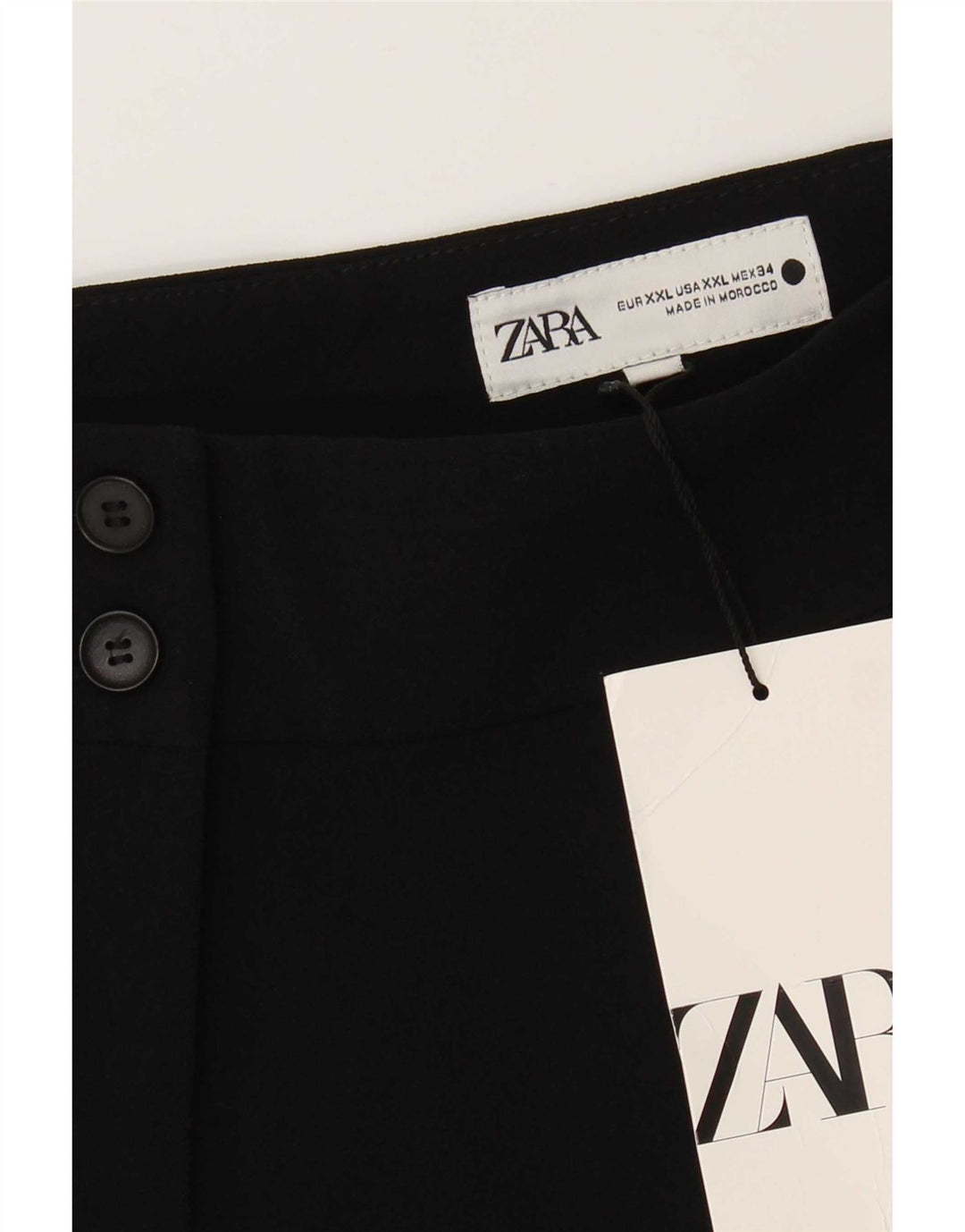 Damskie, przycięte spodnie Zara 2XL W34 L28 Czarny poliester