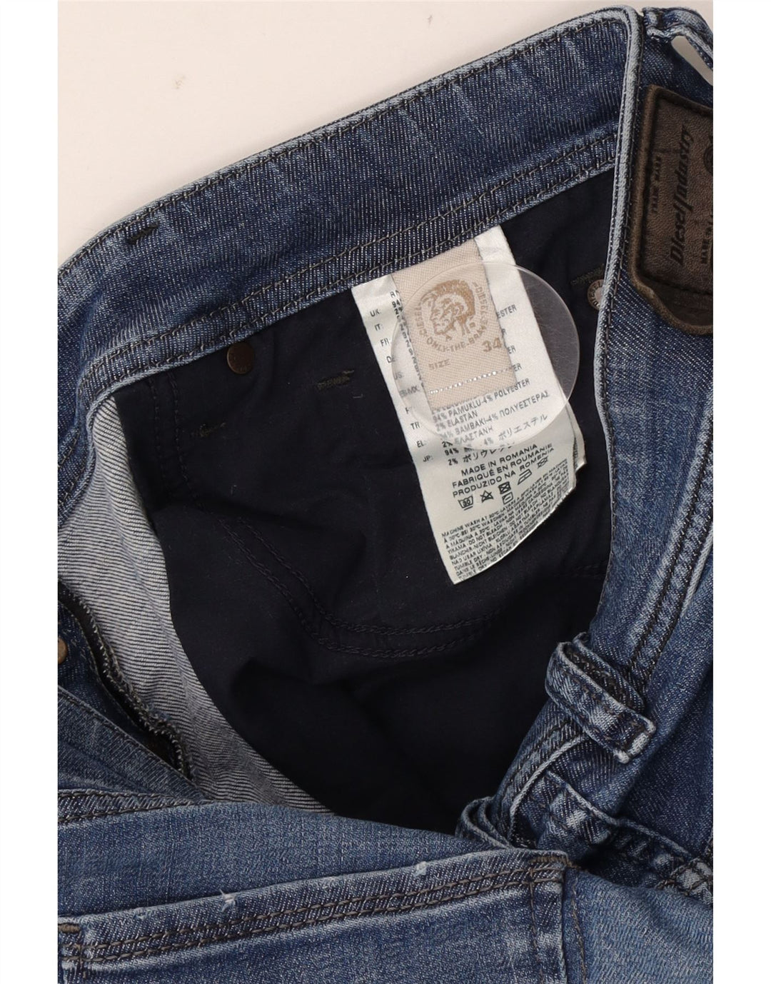 Diesel Męskie Thanaz Slim Jeans W34 L30 Niebieskie bawełniane