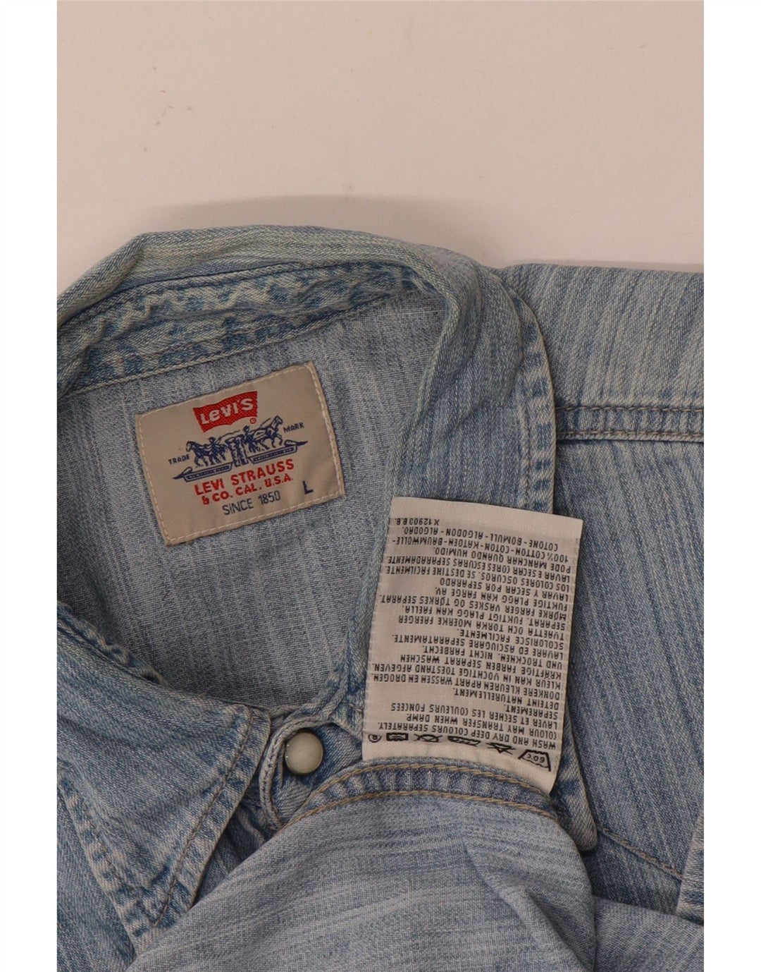 Męska koszula dżinsowa Levi's, duża, niebieska, bawełniana w prążki