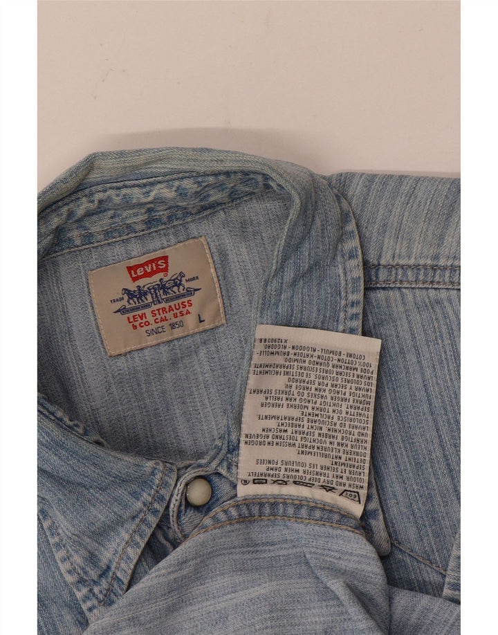 Męska koszula dżinsowa Levi's, duża, niebieska, bawełniana w prążki