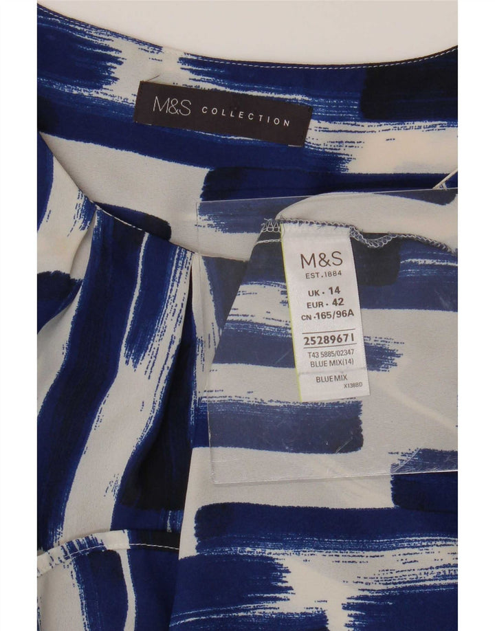 Marks & Spencer Damska bluzka z abstrakcyjnym wzorem UK 14, duża niebieska