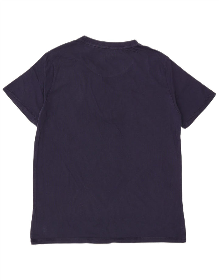 Męski T-shirt z grafiką GUESS, duży, granatowy, bawełniany
