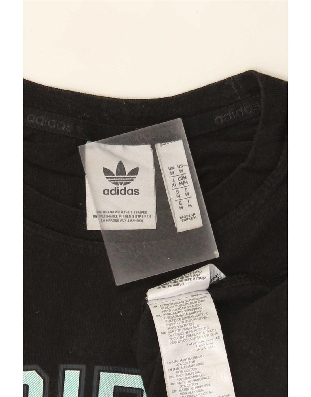Męska koszulka z grafiką Adidas, średnia, czarna bawełna