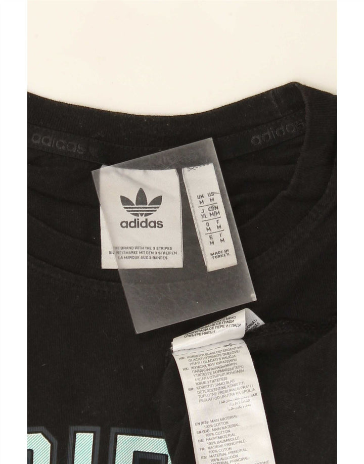 Męska koszulka z grafiką Adidas, średnia, czarna bawełna