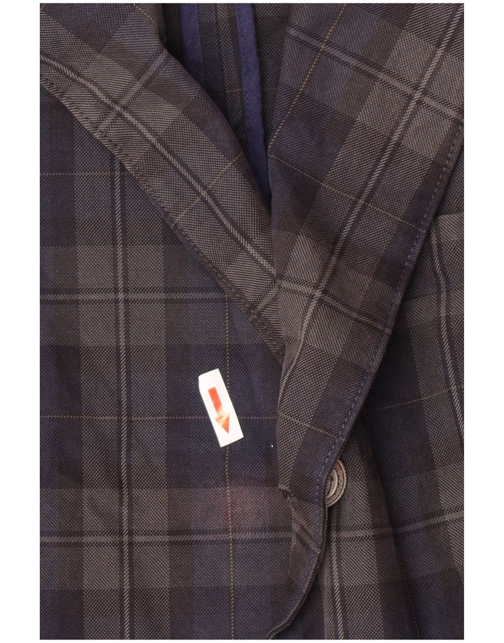 Męska marynarka zapinana na 3 guziki Jaggy IT 48 Średni granatowy, bawełniany kratkę