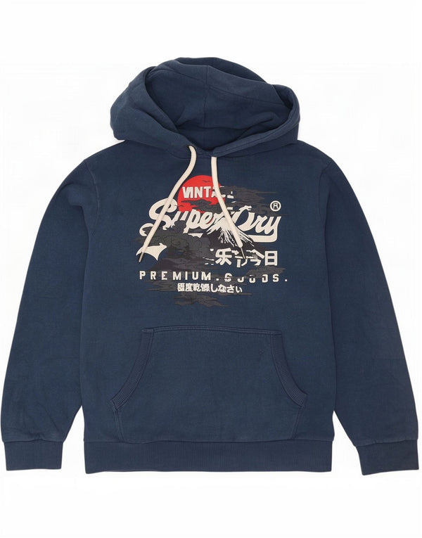 Męski sweter z kapturem Superdry w stylu vintage, XL, granatowy, bawełniany
