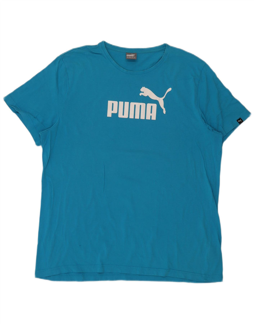 Męska koszulka z grafiką Puma, 2XL, niebieska, bawełniana