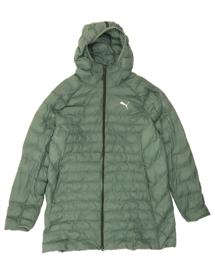 PUMA Womens Hooded Padded Coat UK 16 Large Green Vintage Puma and Second-Hand Puma from Messina Hembry 