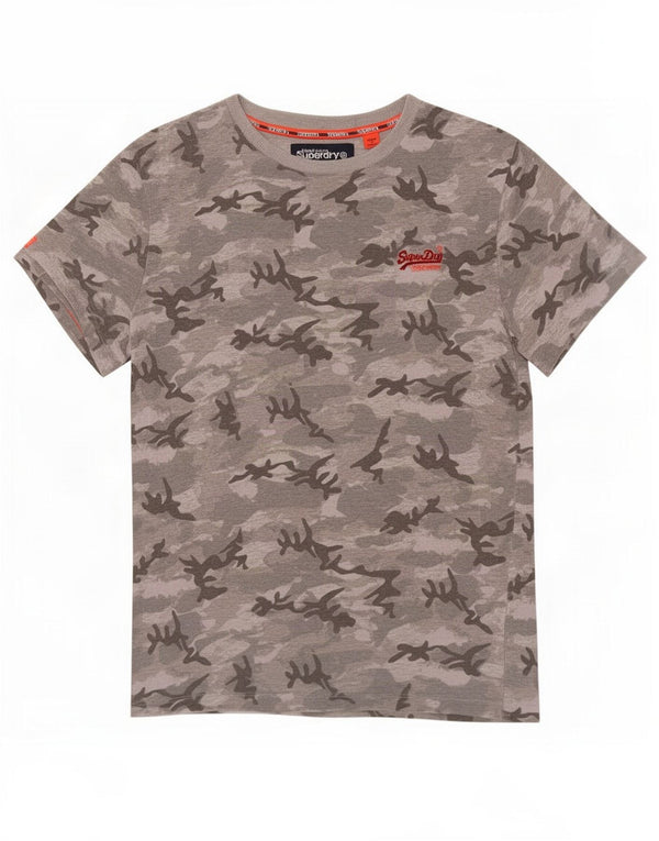 T-shirt męski Superdry XS, szara bawełna w kamuflażu