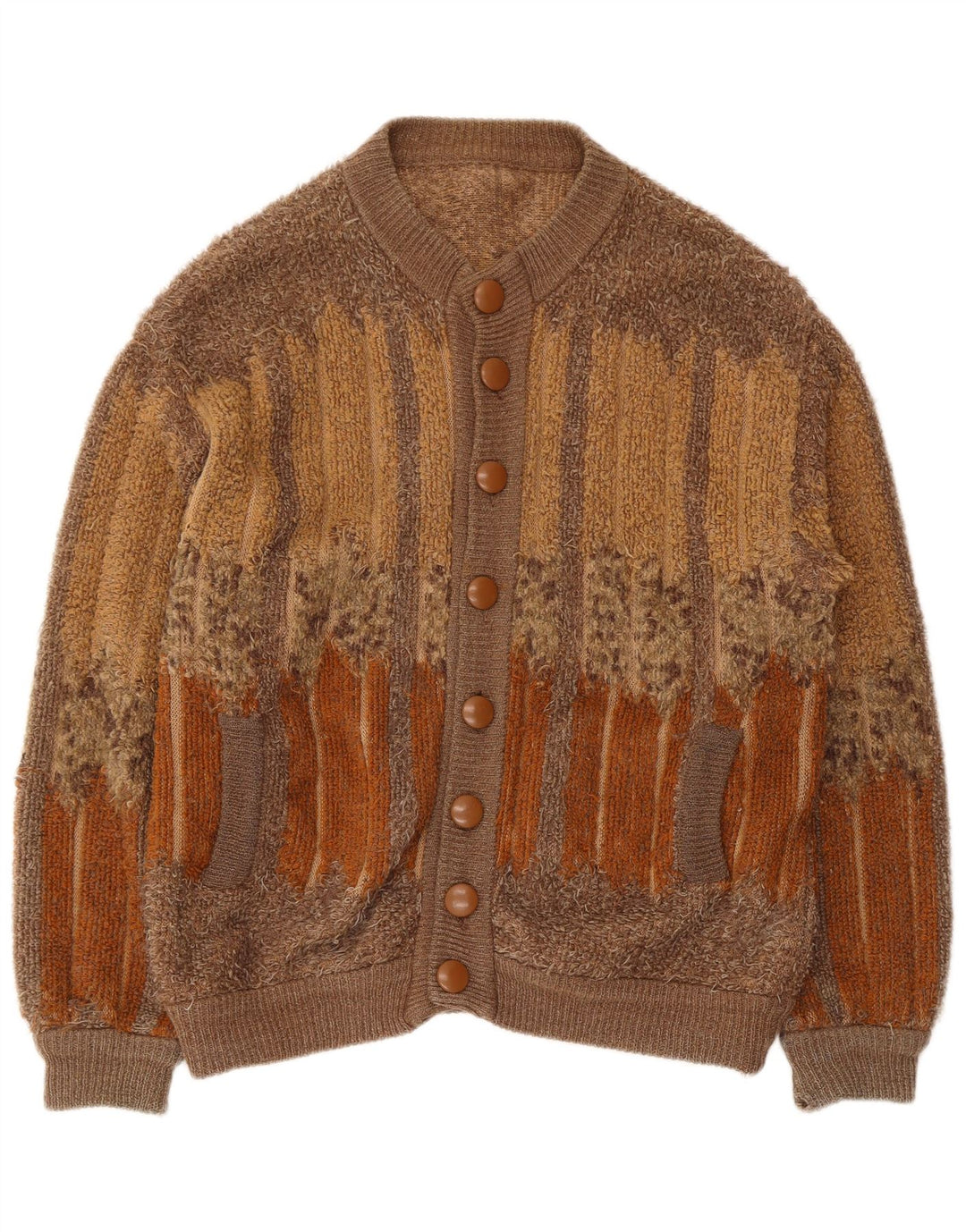 Sweter męski w stylu vintage, średniobrązowy, geometryczny