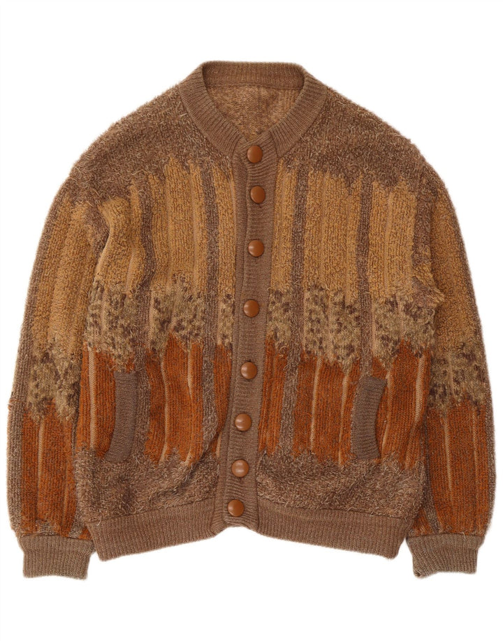 Sweter męski w stylu vintage, średniobrązowy, geometryczny