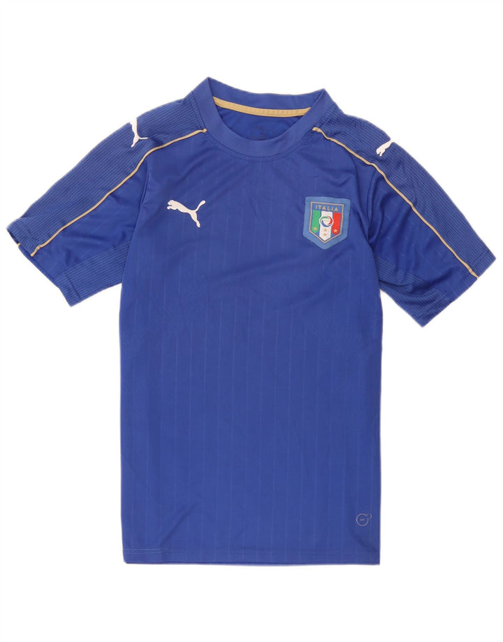 Męska koszulka z grafiką Puma Italia, średni niebieski poliester