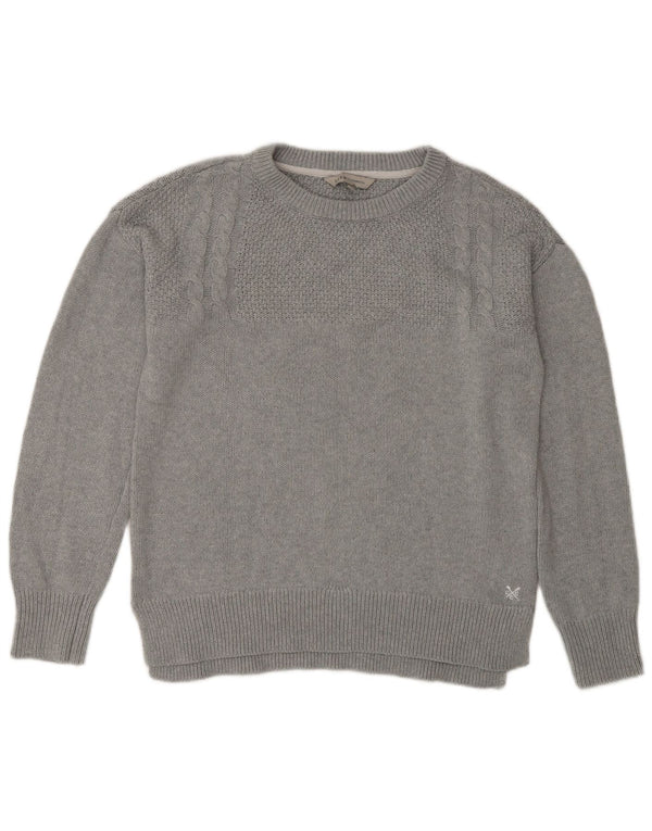 Crew Clothing Damski sweter z golfem UK 12, średnioszary, bawełniany