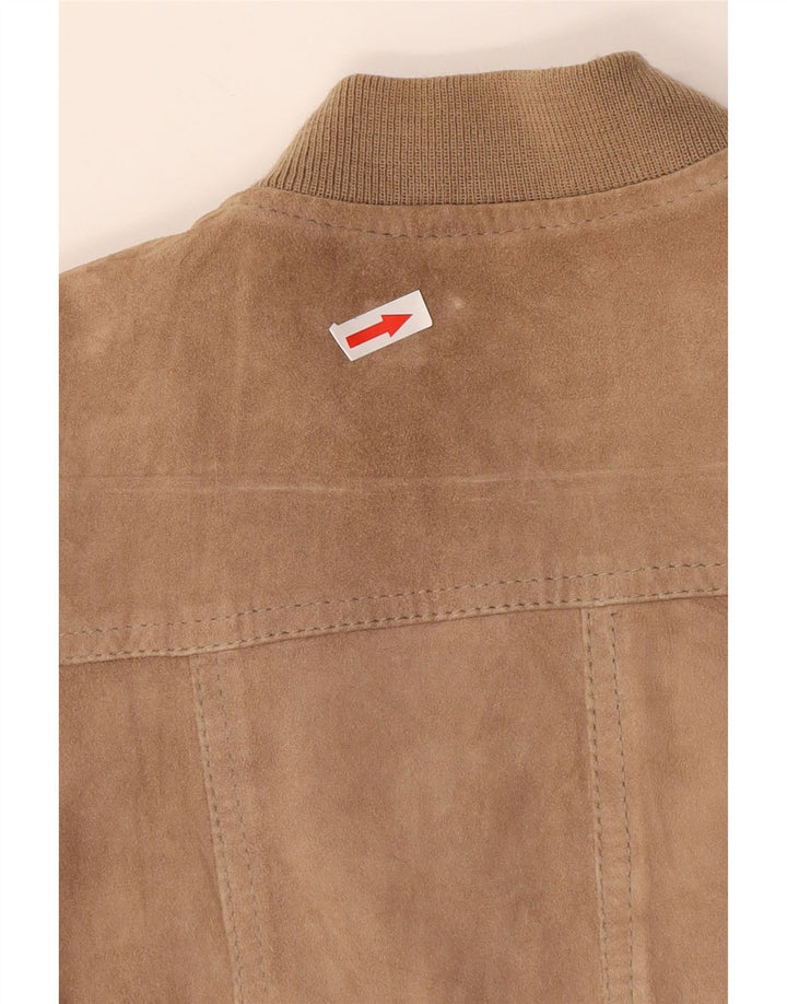 Vintage damska zamszowa kurtka bomber IT 42 średniej beżowej skóry