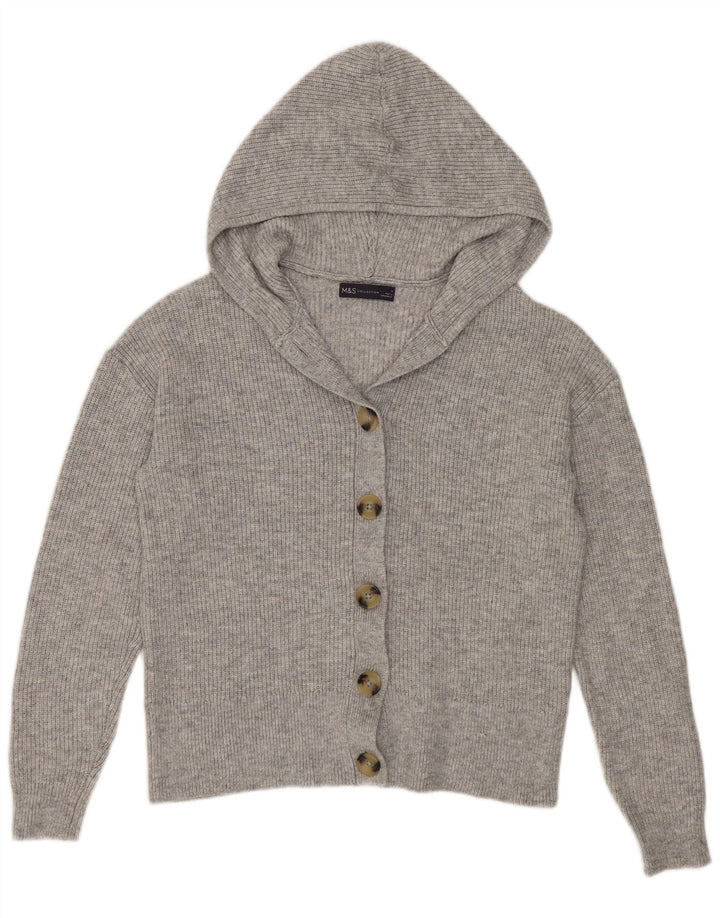 Damski sweter rozpinany Marks & Spencer z kapturem, UK 14, średni szary poliester