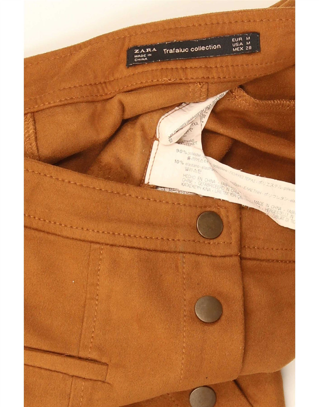 Damska spódniczka mini Zara, średnia W28, brązowa, poliester