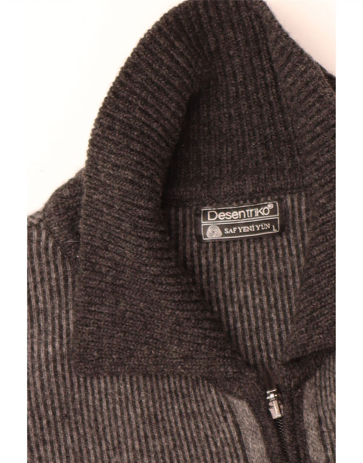Sweter męski w stylu vintage, duży, szary, z blokami kolorów