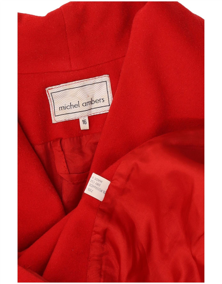 Michel Ambers Womens Oversized Double Breasted Coat UK 16 Large Red Wool