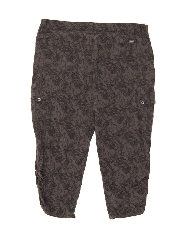 EDDIE BAUER Womens Abstract Pattern Capri Trousers UK 14 XL W34 L20 Grey Vintage Eddie Bauer and Second-Hand Eddie Bauer from Messina Hembry 
