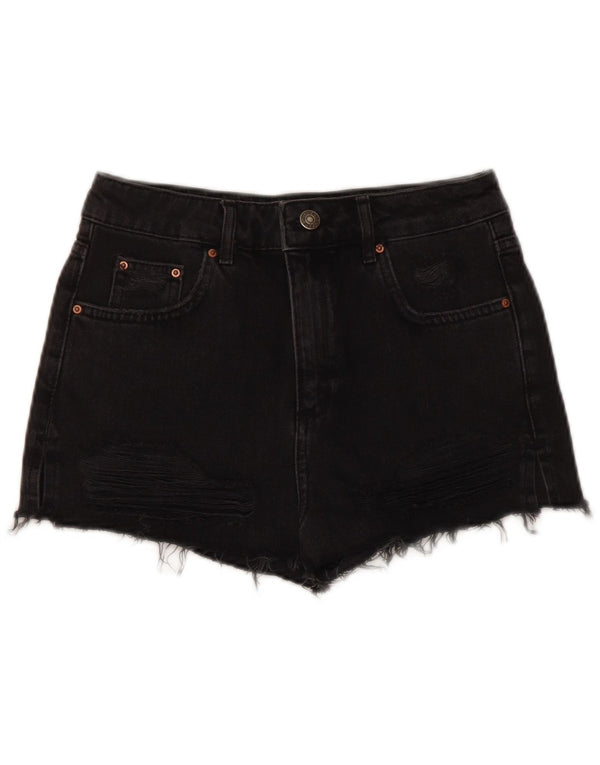 Damskie spodenki jeansowe Topshop z wysokim stanem UK 8 Small W25, czarne, bawełniane