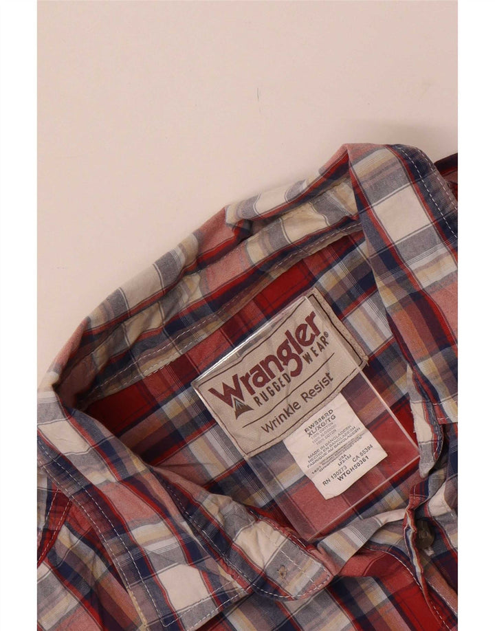 Męska koszula z krótkim rękawem Wrangler XL, bawełniana w czerwoną kratę