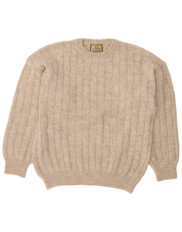 Męski sweter z okrągłym dekoltem Supermaglia, duży, beżowy