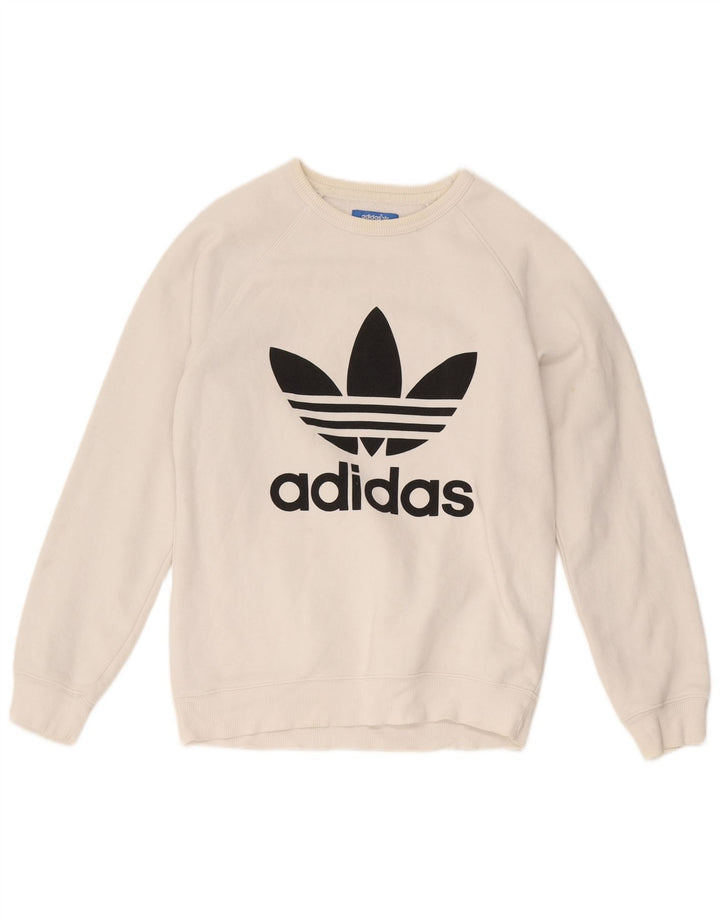 Adidas Męska bluza z grafiką, mała, biała, bawełniana
