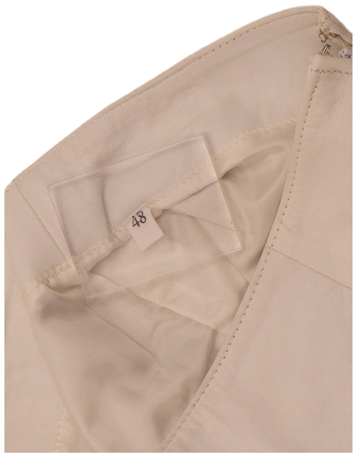 Vintage damska skórzana spódnica IT 48 XL W32 biała