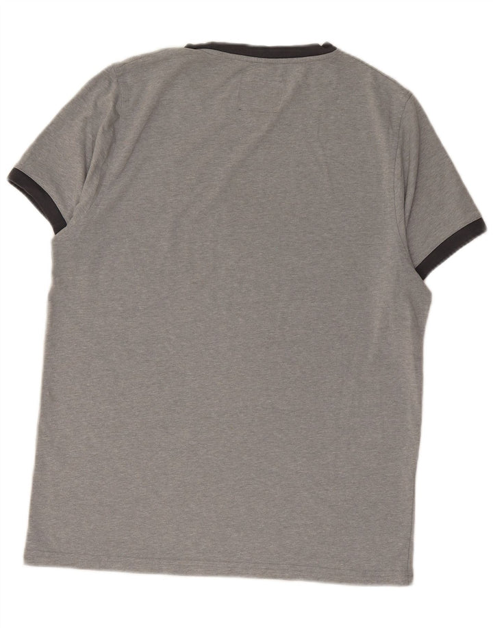 Męski T-shirt z grafiką MUSTO, średni szary, nakrapiany