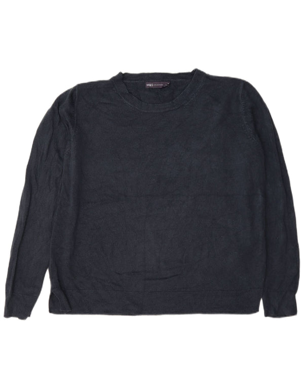 Marks & Spencer Damski sweter z dekoltem w łódkę UK 18 XL Granatowy akryl