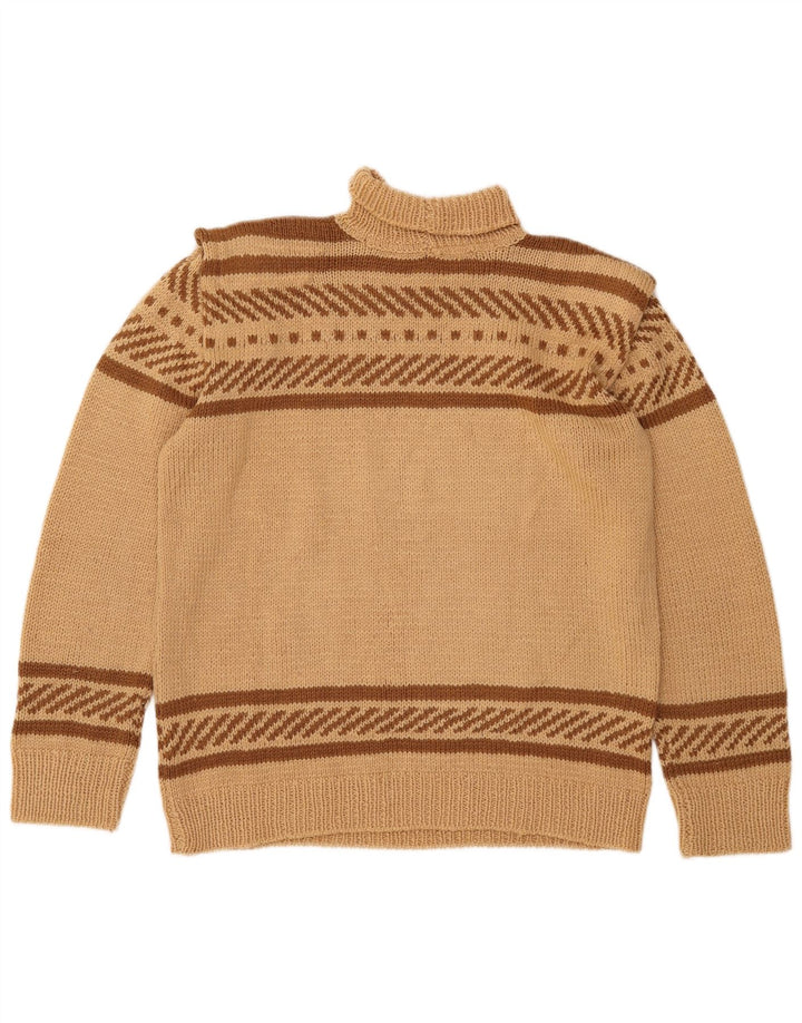 Sweter damski VINTAGE z wywijanym dekoltem UK 16 w duże beżowe paski